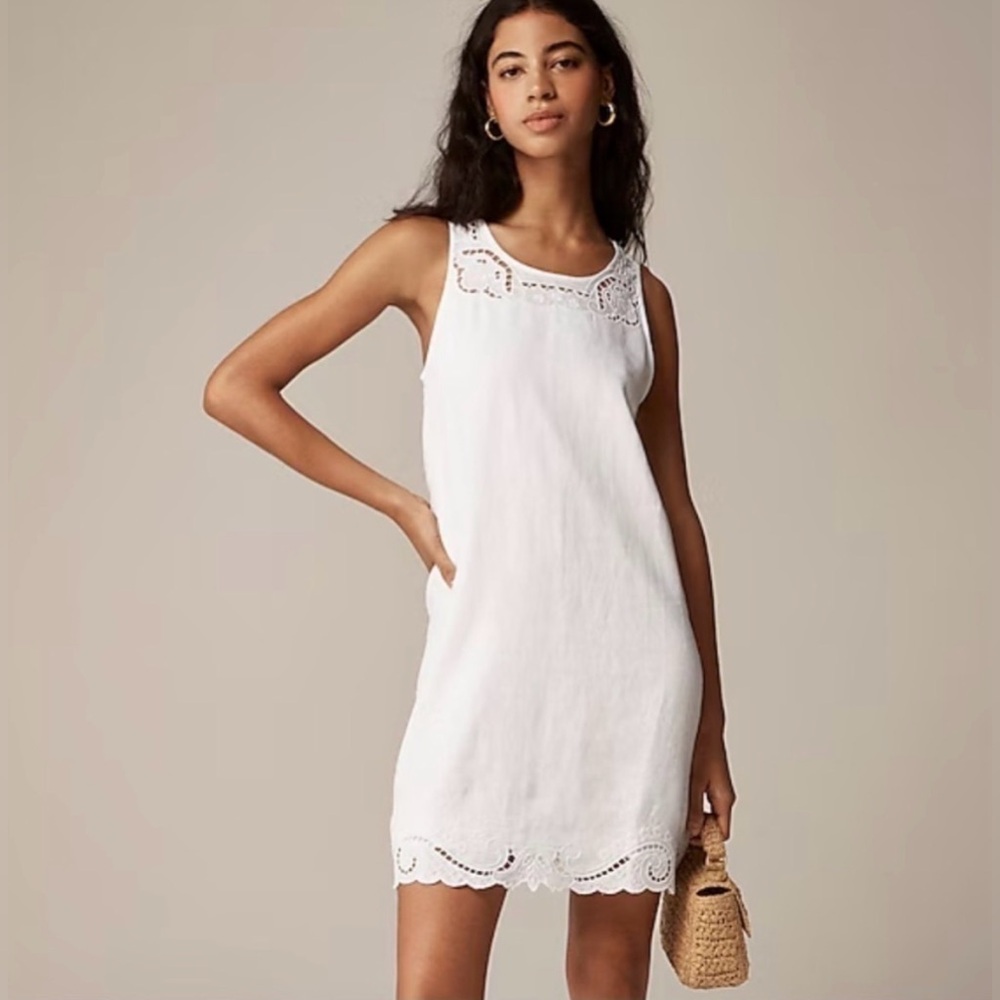 J crew Maxine Eyelet Shift Dress in Linen